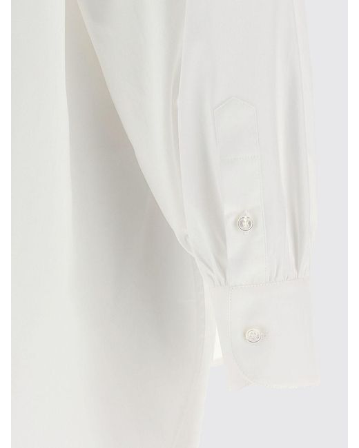 Valentino Garavani White Relaxed Fit Cotton Poplin V-Neck Shirt