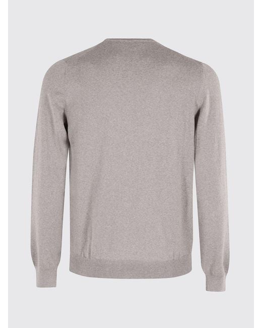 Tagliatore Gray 100% Wool Crew-Neck Jumper With Ribbed Trims for men