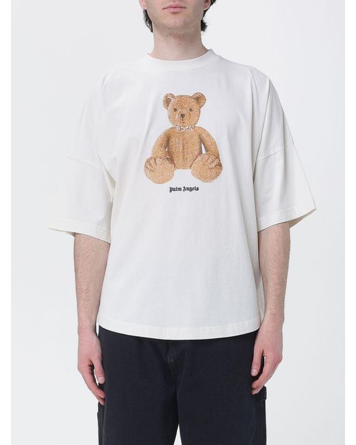 Palm Angels White Teddy Cotton T-Shirt for men