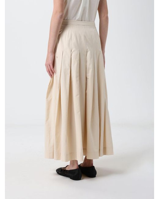 Paul Smith Natural Pleated Cotton Blend Skirt