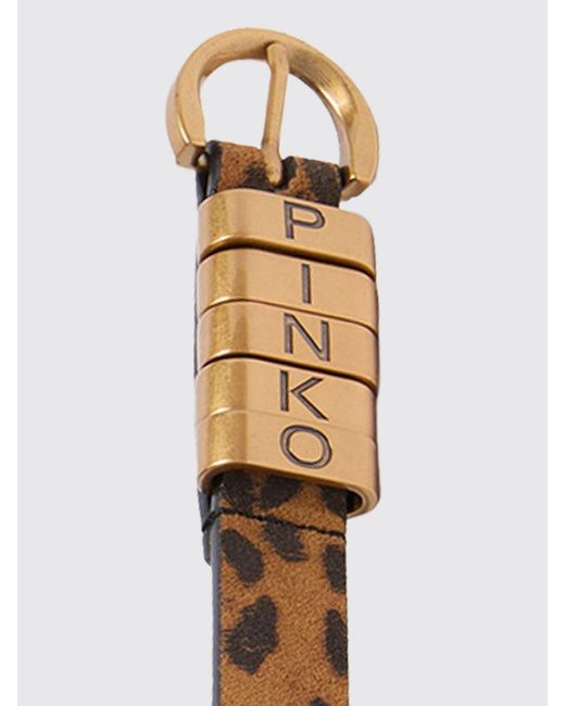 Pinko White Animal Print Belt With Logo