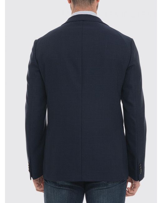 Fay Blue Prince Of Wales Wool Single-Breasted Blazer for men