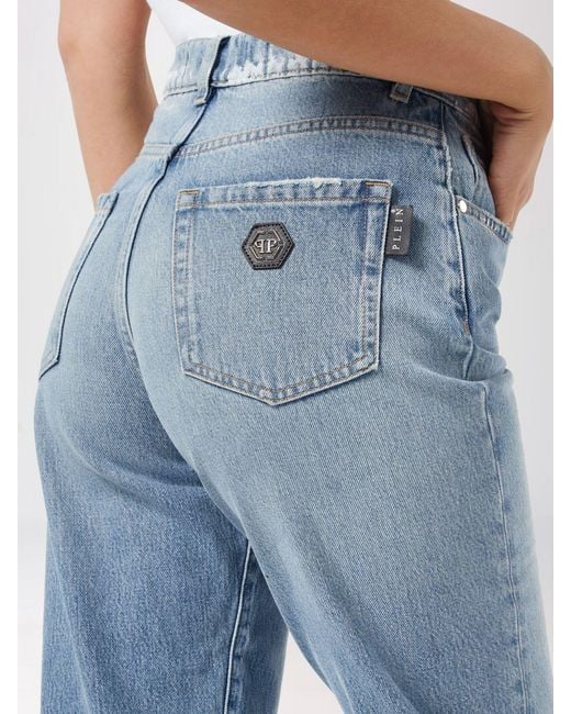 Philipp Plein Blue Cropped Fit Jeans