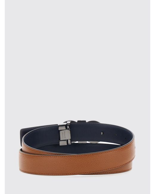 Ferragamo White Gancini Grained Calfskin Leather Belt for men