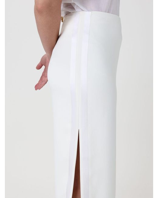 Elisabetta Franchi White Crêpe Midi Skirt