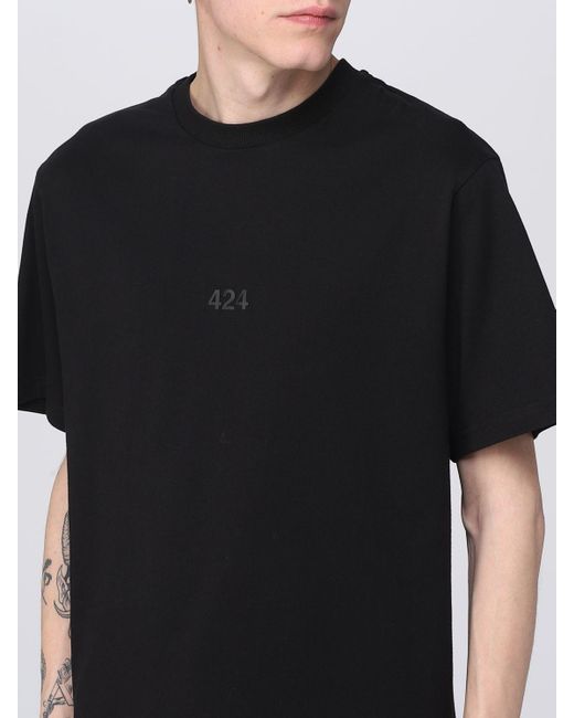 T-shirt con logo di 424 in Black da Uomo