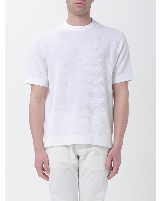 Kangra White Cotton Crew Neck Pullover for men