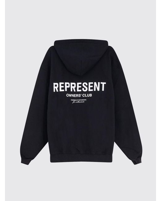 Represent Blue Relaxed Fit Cotton Hoodie With Printed Logo for men