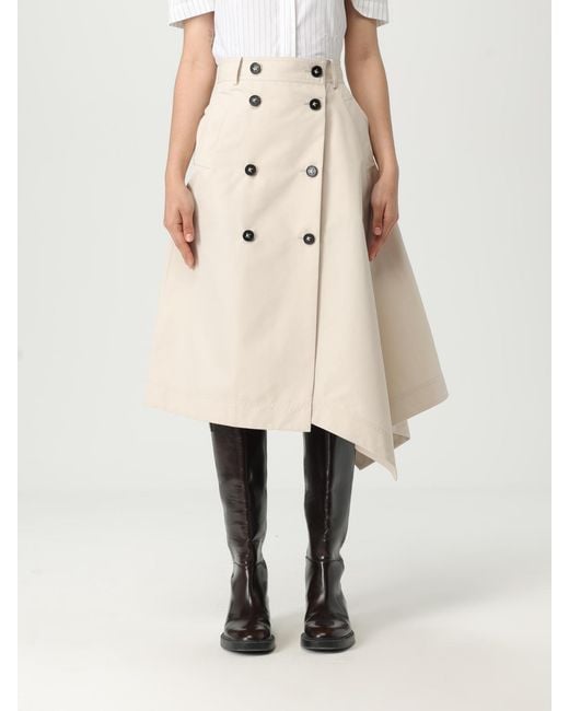 Karl Lagerfeld Natural Stylish Midi Skirt With Button Accent And Asymmetrical Hem