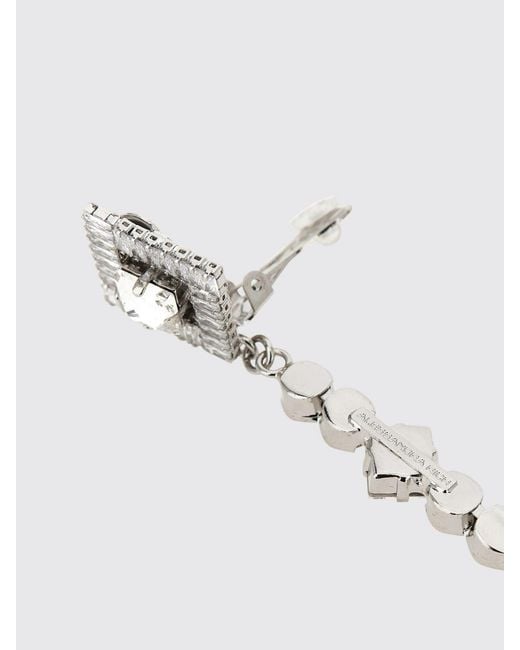 Alessandra Rich White Crystal Drop Earrings