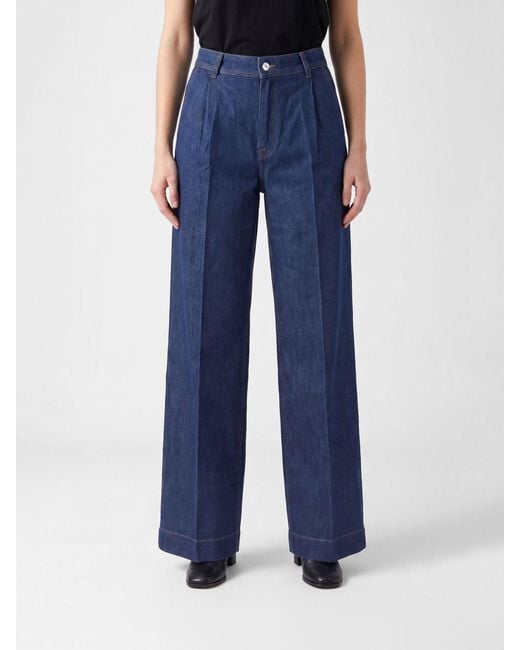 7 For All Mankind Blue Straight Denim Jeans
