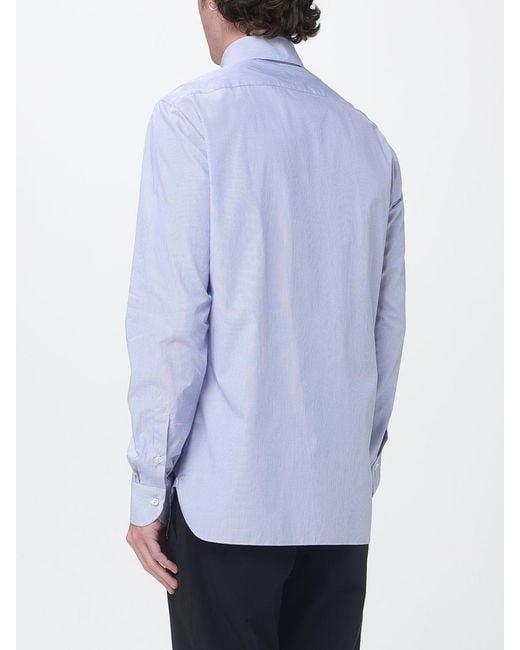 Luigi Borrelli Napoli Blue Striped Cotton Shirt for men