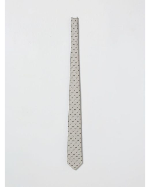 Emporio Armani White Silk Tie With Monogram for men