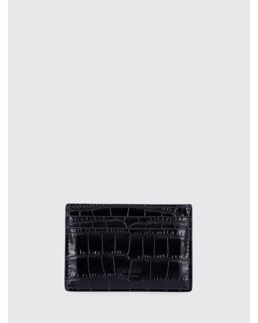 Tom Ford White Croc-Print Leather Card Holder for men
