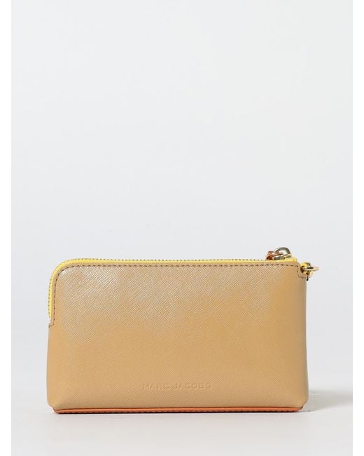 Marc Jacobs Yellow The Snapshot Wristlet Bicolor Saffiano Leather Clutch