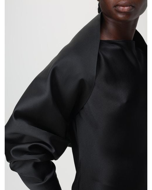 Alberta Ferretti Black Satin-Finish Stole Jacket