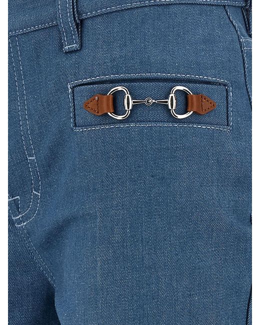Vaqueros Slim Fit De Denim Con Horsebit Gucci de hombre de color Blue