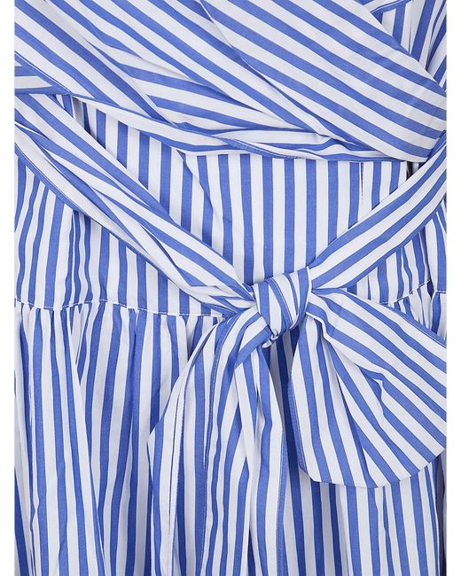 Ralph Lauren Blue Striped Cotton Midi Dress