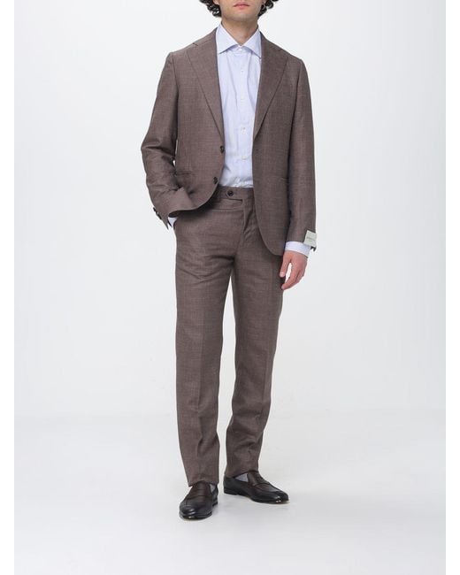 Luigi Borrelli Napoli Gray Single-Breasted Virgin Wool Blend Suit for men