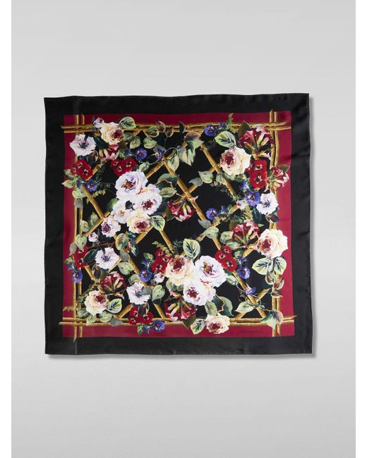 Foulard in seta con stampa floreale all over di Dolce & Gabbana in Black