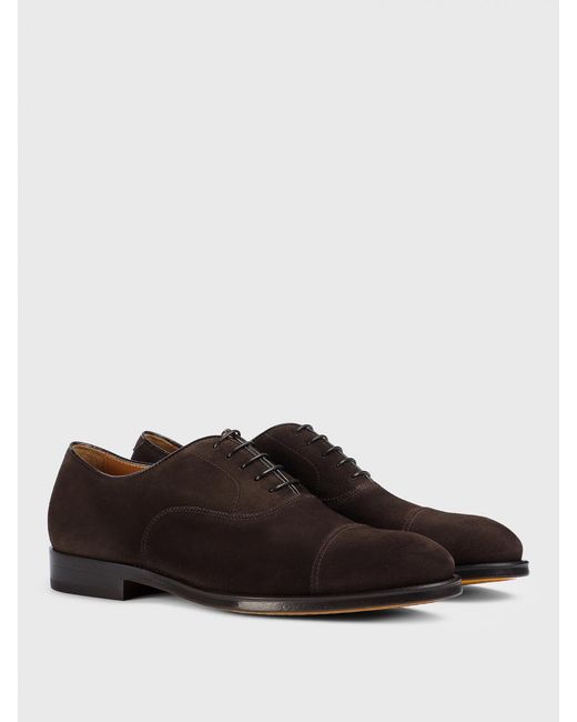 Doucal's Brown Suede Oxford Shoes for men