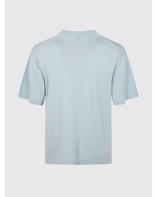 KENZO Blue Dropped Shoulder Pure Wool Logo T-Shirt for men