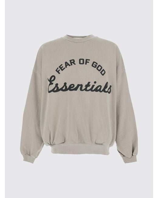 Fear Of God Gray Crewneck Cotton Jumper With Contrast Logo for men