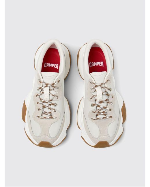 Camper White Karst 2 Leather And Suede Sneakers