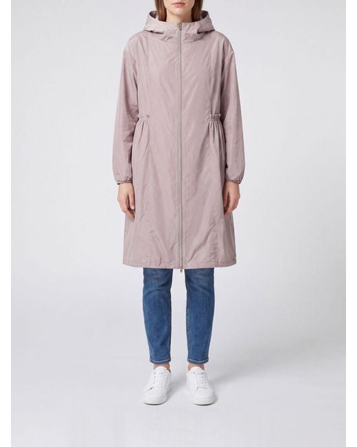Herno Pink Knee-Length Ultra-Light Nylon Raincoat With Hood And Drawstring