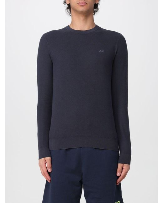 Sun 68 Blue Cotton Crew Neck Pullover for men