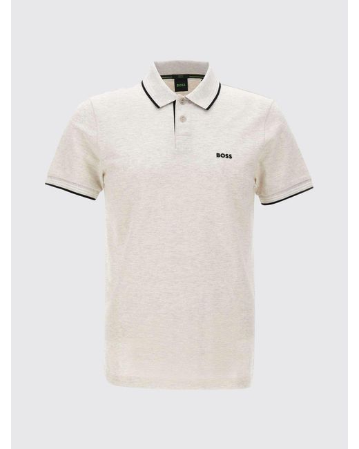 Boss Gray Cotton Polo With Logo for men