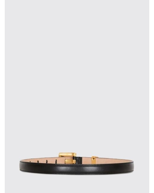 Balmain White Anthem Slim Calfskin Leather Belt With Monogram Buckle