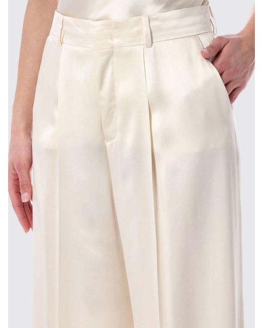 Alberta Ferretti White Satin Palazzo Trousers