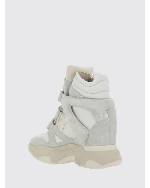 Isabel Marant White Balskee High-Top Leather Wedge Trainers With Velcro