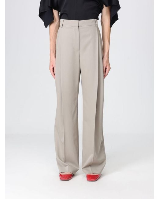Stella McCartney Gray High-Waisted Wool Palazzo Trousers With Pleats