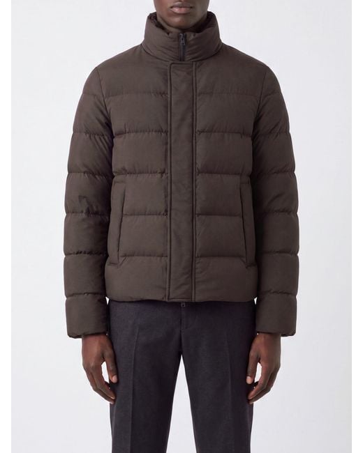 Herno Gray High Neck Quilted Down Jacket for men