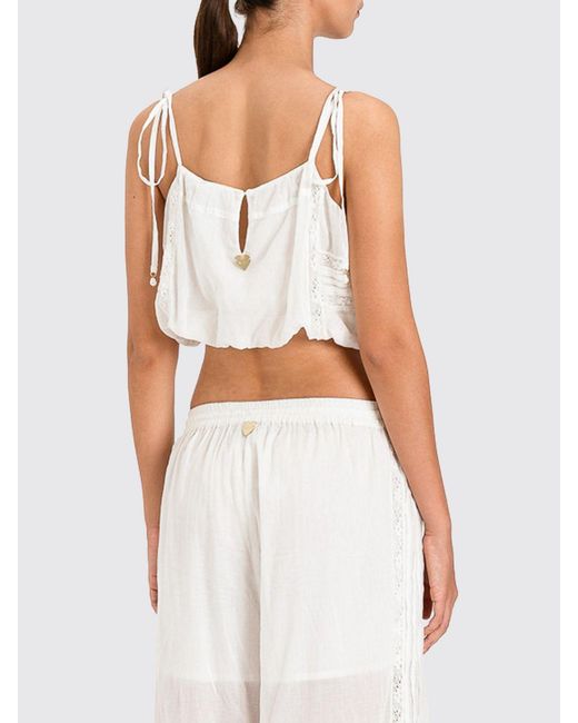 Twinset White Cotton Crop Top