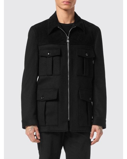Billionaire Black Wool Blend Sahariana Jacket for men