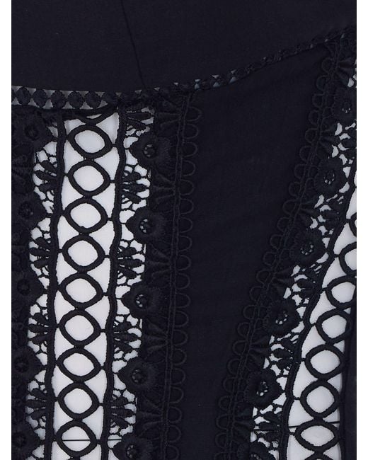 Charo Ruiz Blue Ibiza Embroidered Cotton Blend Slim Fit Off-The-Shoulder Corset Top