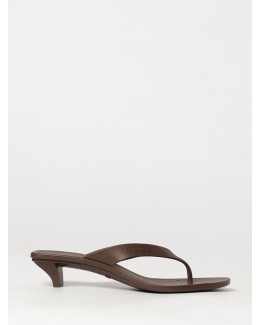 Gucci Natural Vittoria Rubber Thong Sandals With Low Heel
