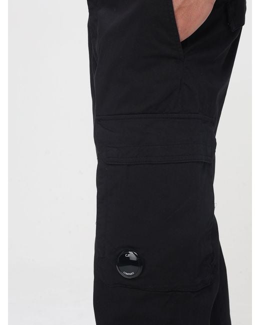 C P Company Black Stretch Cotton Cargo Pants for men