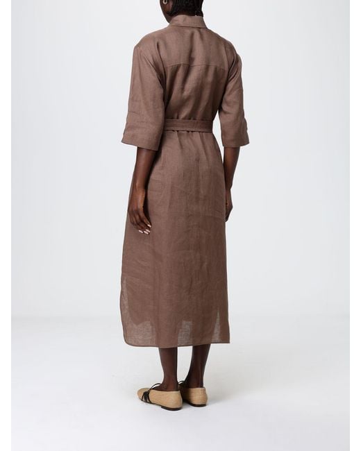 Max Mara Brown Linen Chemisier Dress