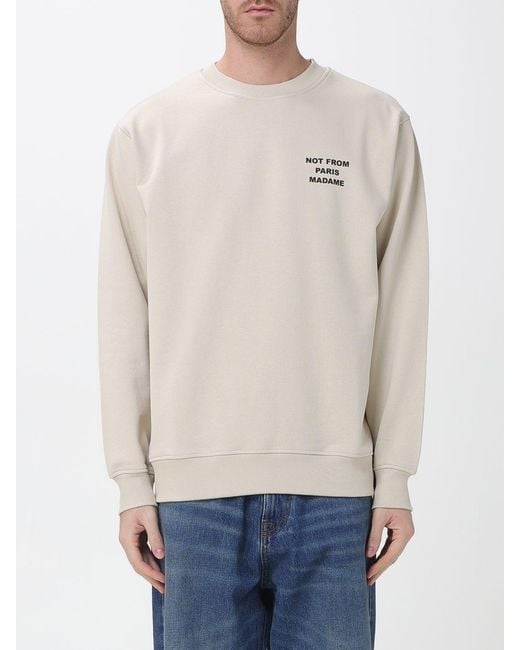 Drole de Monsieur Blue Cotton Crewneck Sweatshirt With Logo for men