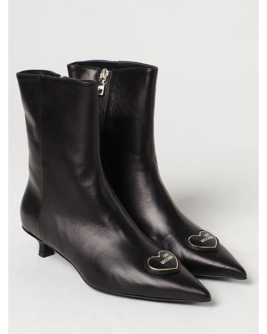 Love Moschino Black Flat Ankle Boots