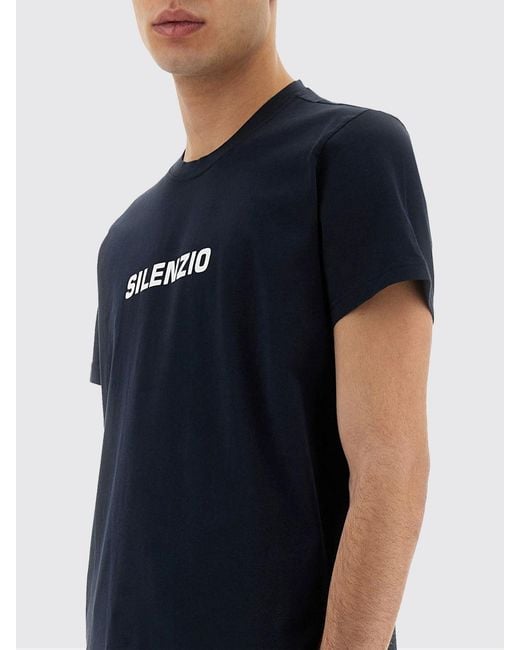 Aspesi Blue Cotton T-Shirt With Slogan for men
