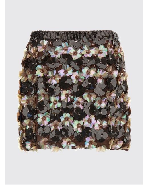 P.A.R.O.S.H. Brown Slim Fit Pencil Mini Skirt P.A.R.O.S.H. With Sequins And Elastic Waistband