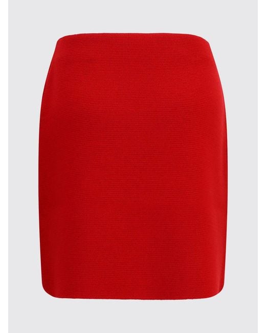 Fabiana Filippi Red High-Waisted Virgin Wool Pencil Mini Skirt