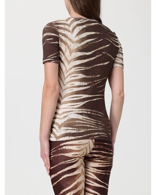 Just Cavalli Brown Printed Cotton T-Shirt
