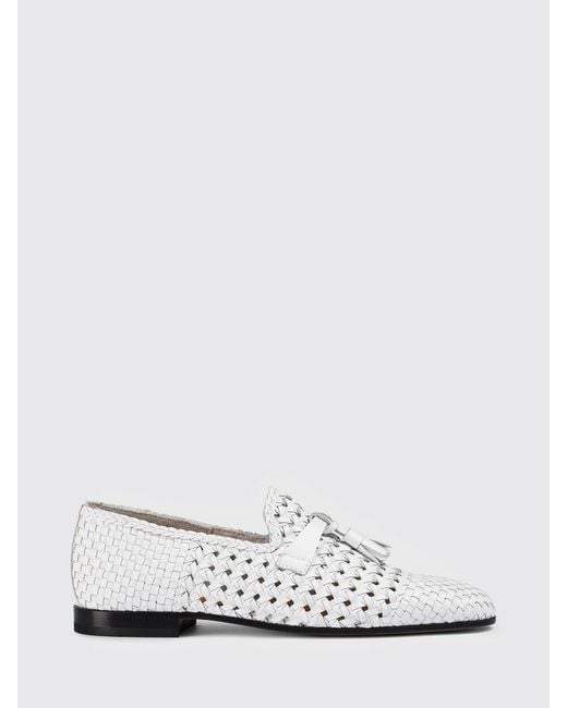 Doucal's White Woven Leather Loafers