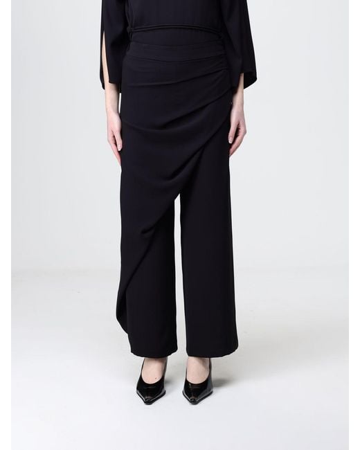 Hanita Black Jersey Trousers With Draped Panel